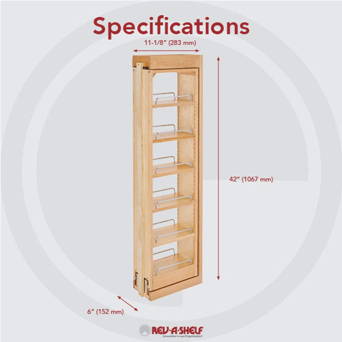 6 x 42 Inch Wooden Adjustable Pull-Out Cabinet Wall Filler Storage Organizer Q85547