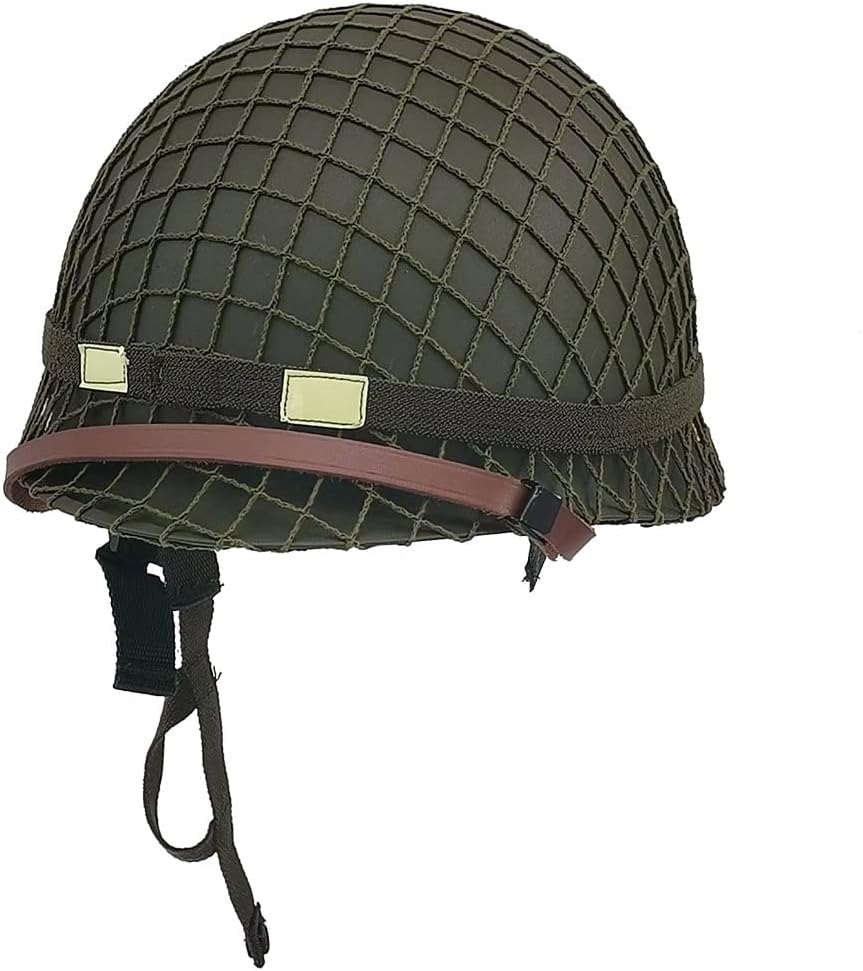 WW2 US Army M1 Helmet Steel Shell with Net Canvas Chin Strap Cat Eye Band W895048