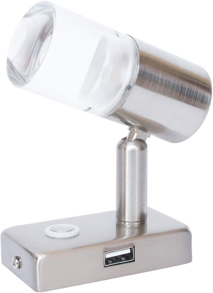 12V LED RV Interior Reading Light 3W with USB Port Touch Switch Dimmable Warm Two Pack V672
