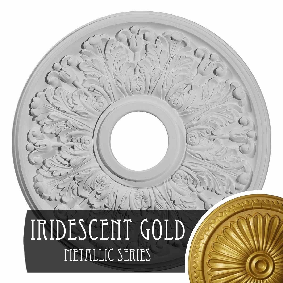 16 1/2x22OD x 3 5/8x22ID x 1 1/8x22P Hand-Painted Iridescent Gold Ceiling Medallion H384967