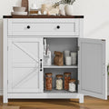 White Freestanding Storage Cabinet with 2 Doors and Walnut Countertop H9283