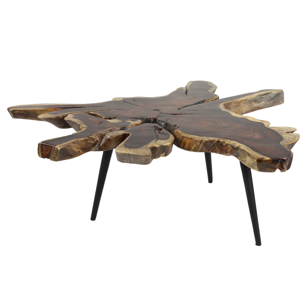 Brown Wood Coffee Table with Black Metal Tripod Legs N976723