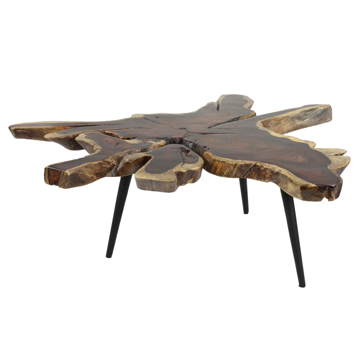 Brown Wood Coffee Table with Black Metal Tripod Legs N976723