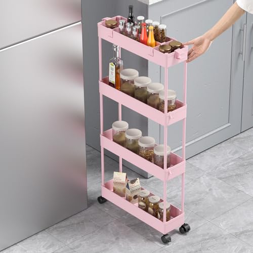 Slim Storage Cart 4 Tier White U42407