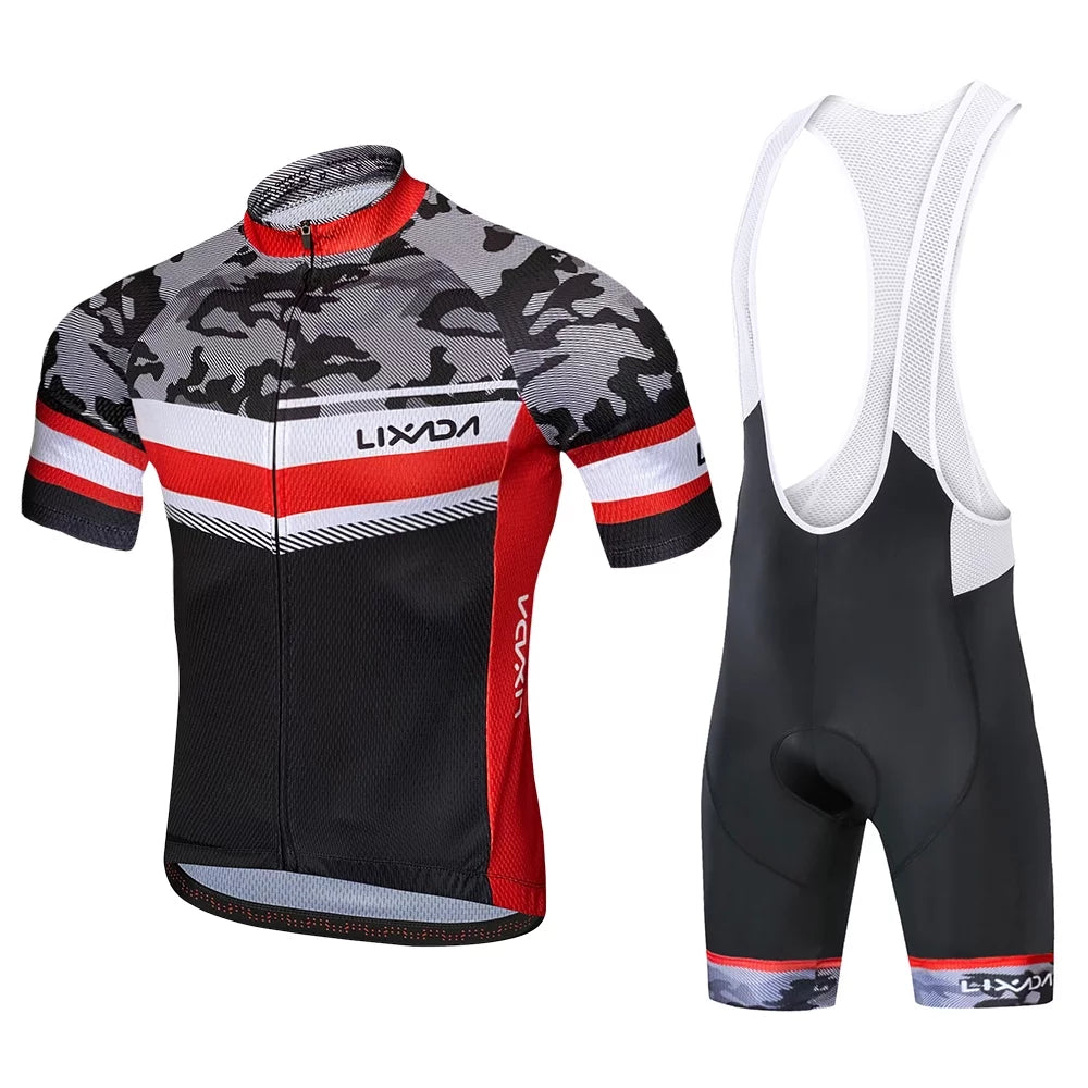Short Sleeve Cycling Jersey and Padded Bib Shorts Set T83661