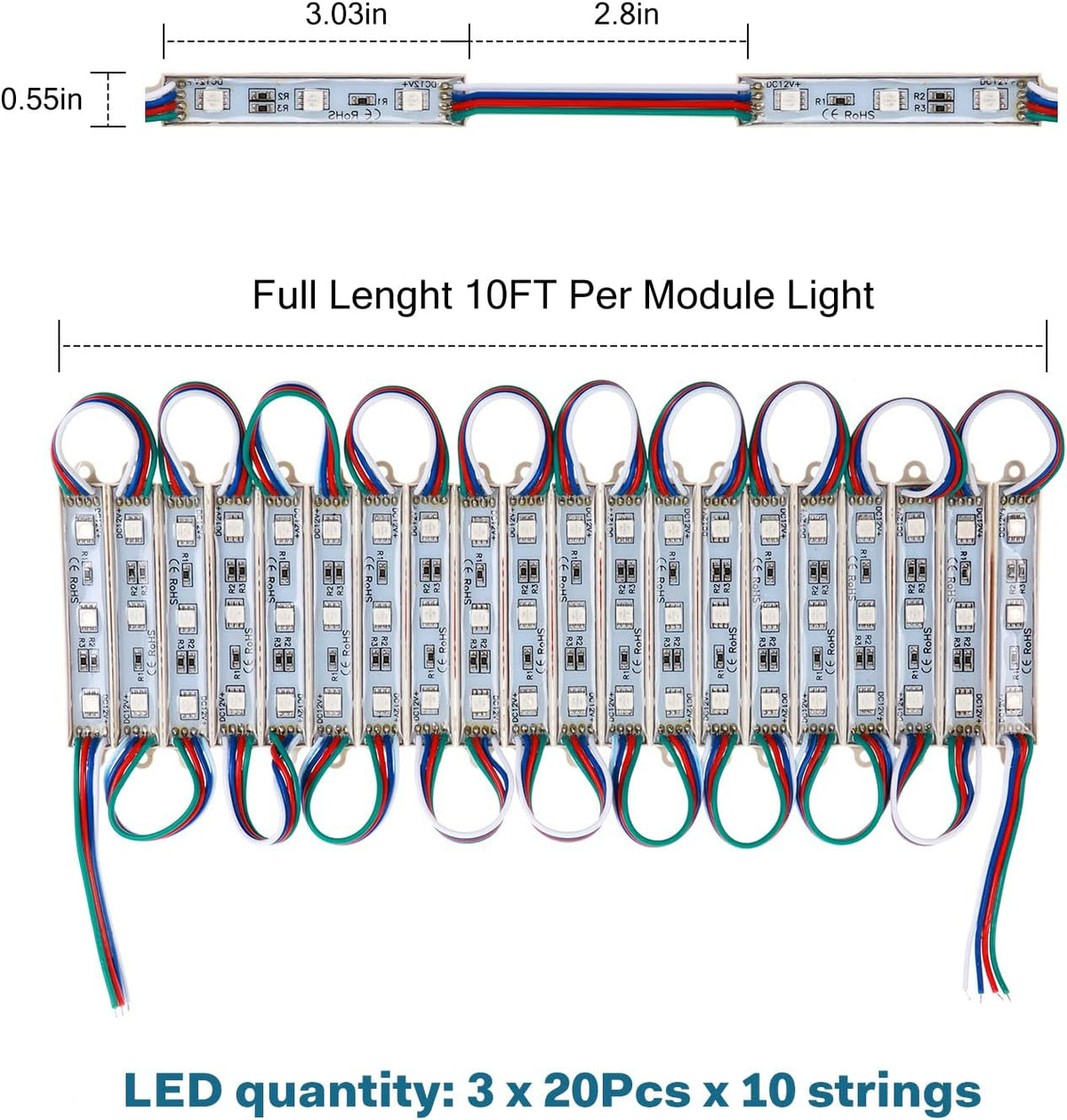 200Pcs Waterproof RGB LED Module Light for Storefront Signs G305283