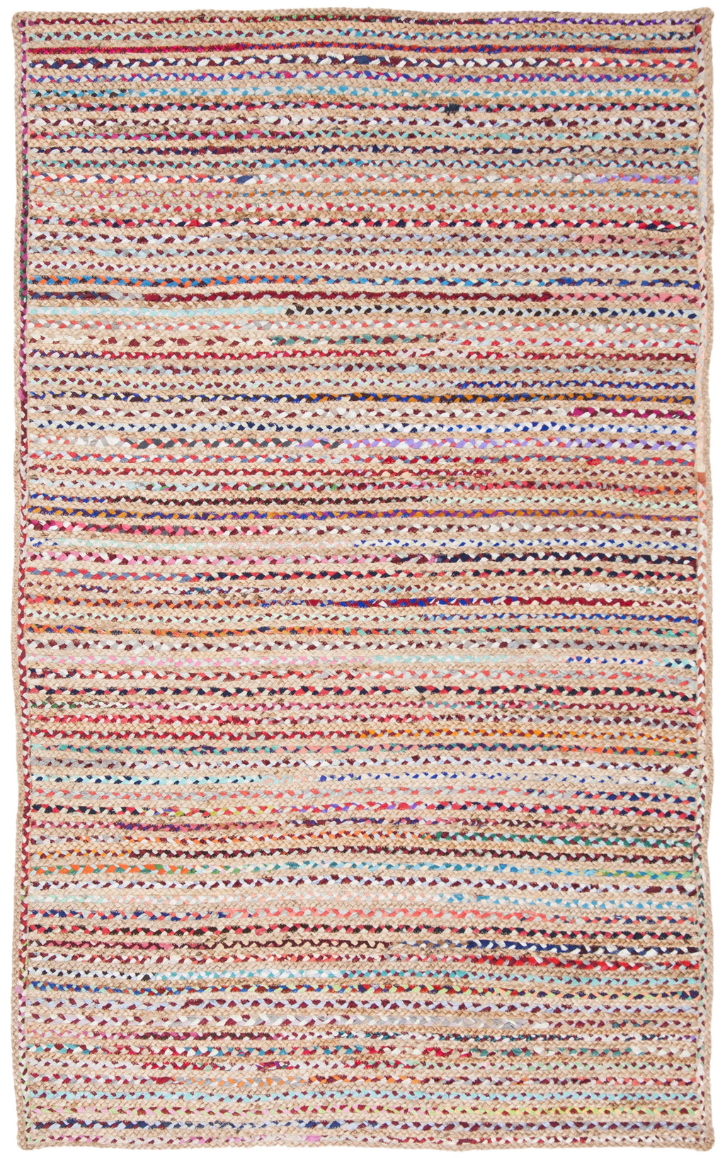 8' x 10' Natural Multi Braided Striped Jute Area Rug H901660