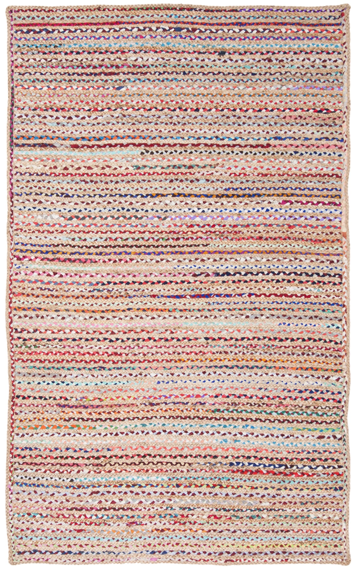 8' x 10' Natural Multi Braided Striped Jute Area Rug H901660