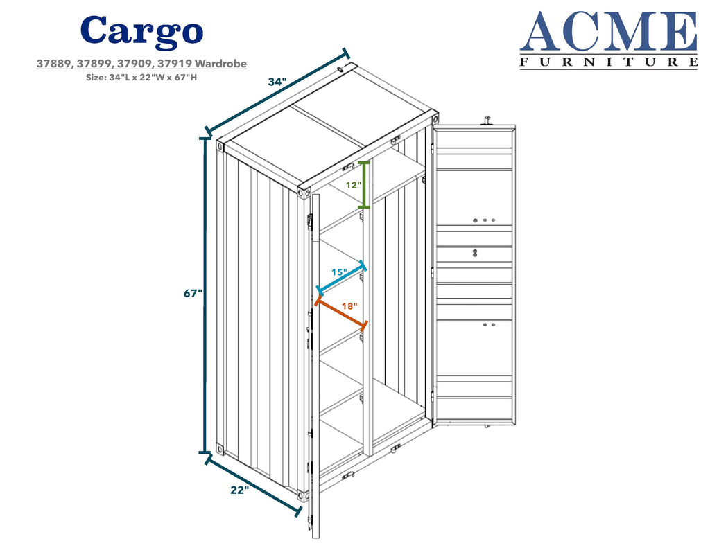 Cargo Wardrobe Double Door Red E6022