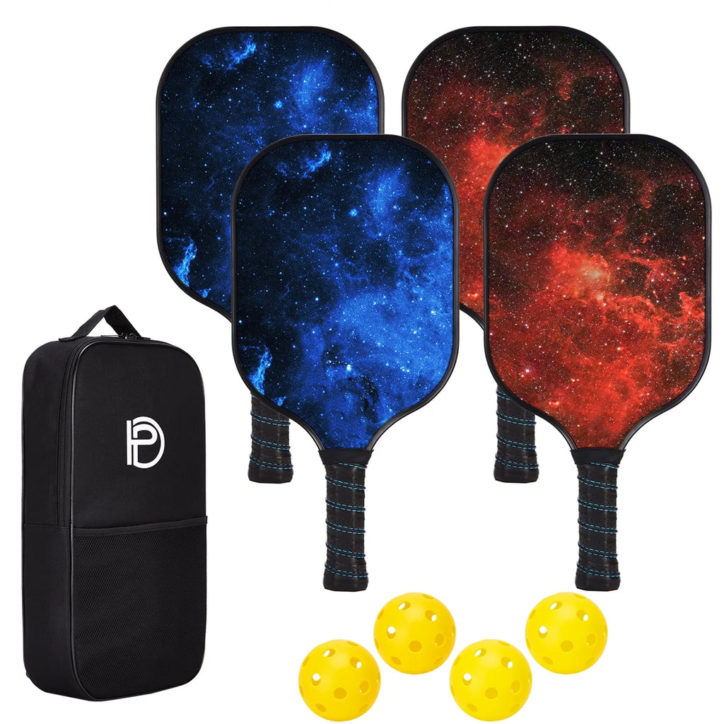 Wood Pickleball Paddles Set of 4 with Mesh Bag O76595