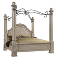 Antique White Solid Hardwood King Canopy Bed W987335