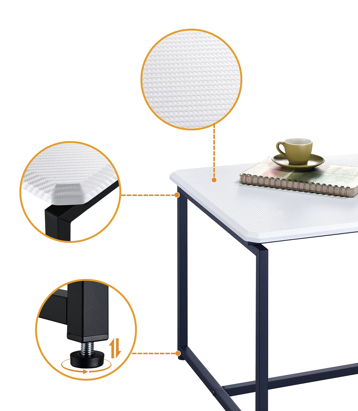 White 3 Piece Carbon Fiber Coffee Table and End Table Set K913556