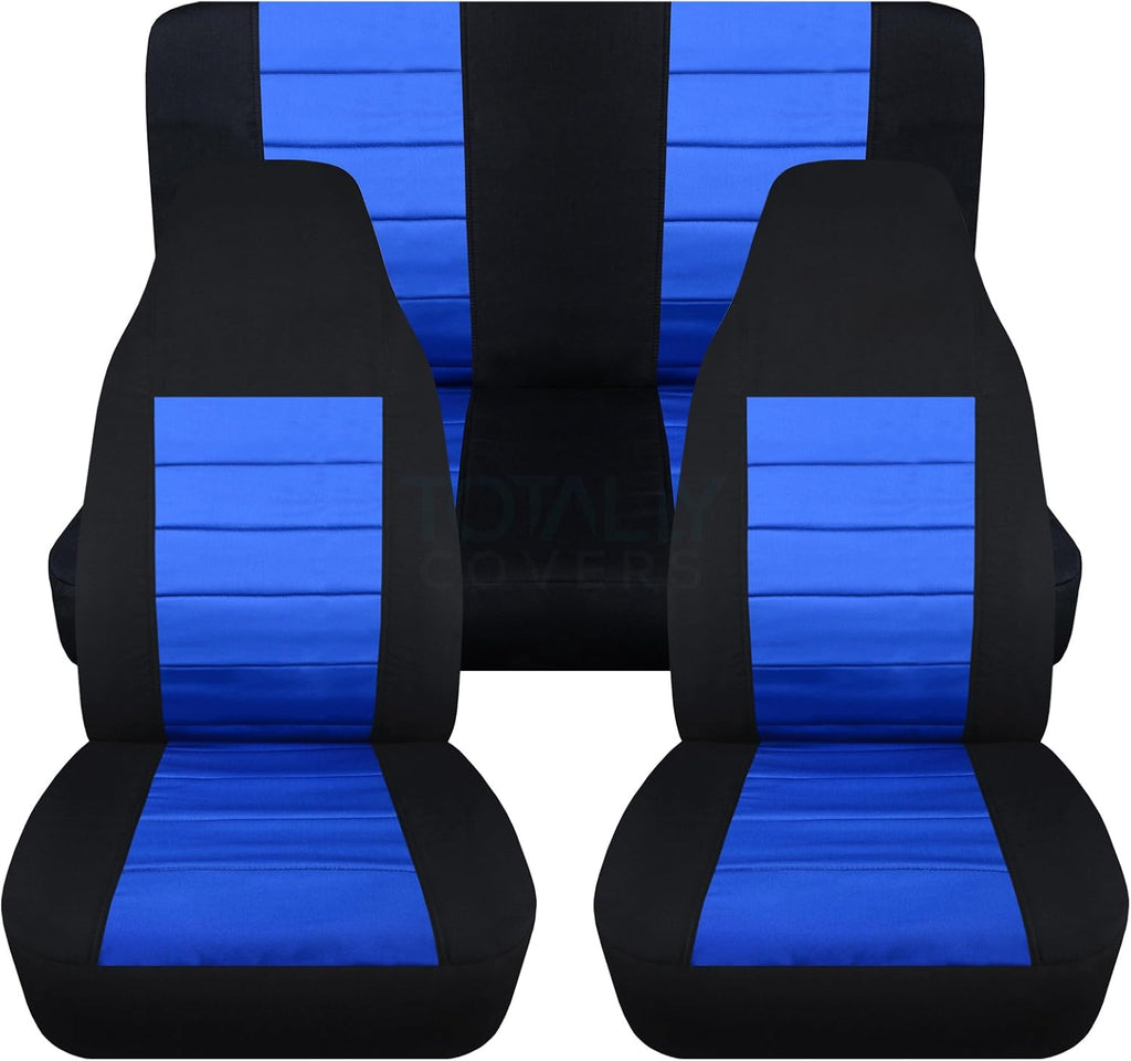 Black & Purple Full Set Front & Rear Seat Covers for 2-Door Jeep Wrangler TJ D644937