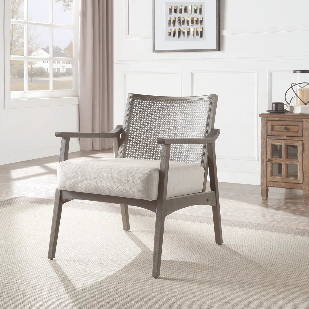 Linen Cream Fabric Arm Chair R6238