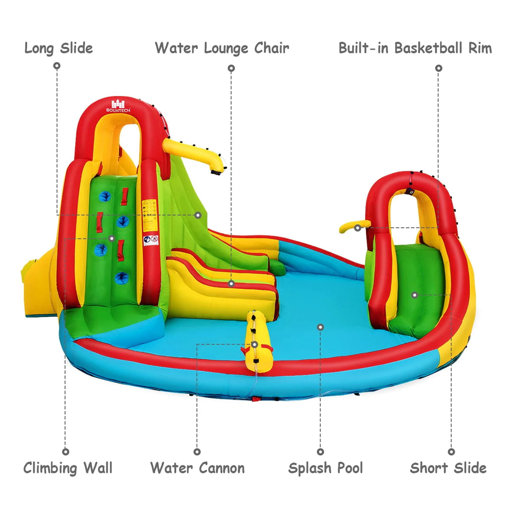 Costway Kids Inflatable Water Slide Bounce Park Splash Pool w/Water Cannon & 480W Blower K4246