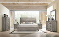 Weathered Gray Wood Bedroom Set King Panel Bed Dresser Mirror Two Nightstands Chest Q8449