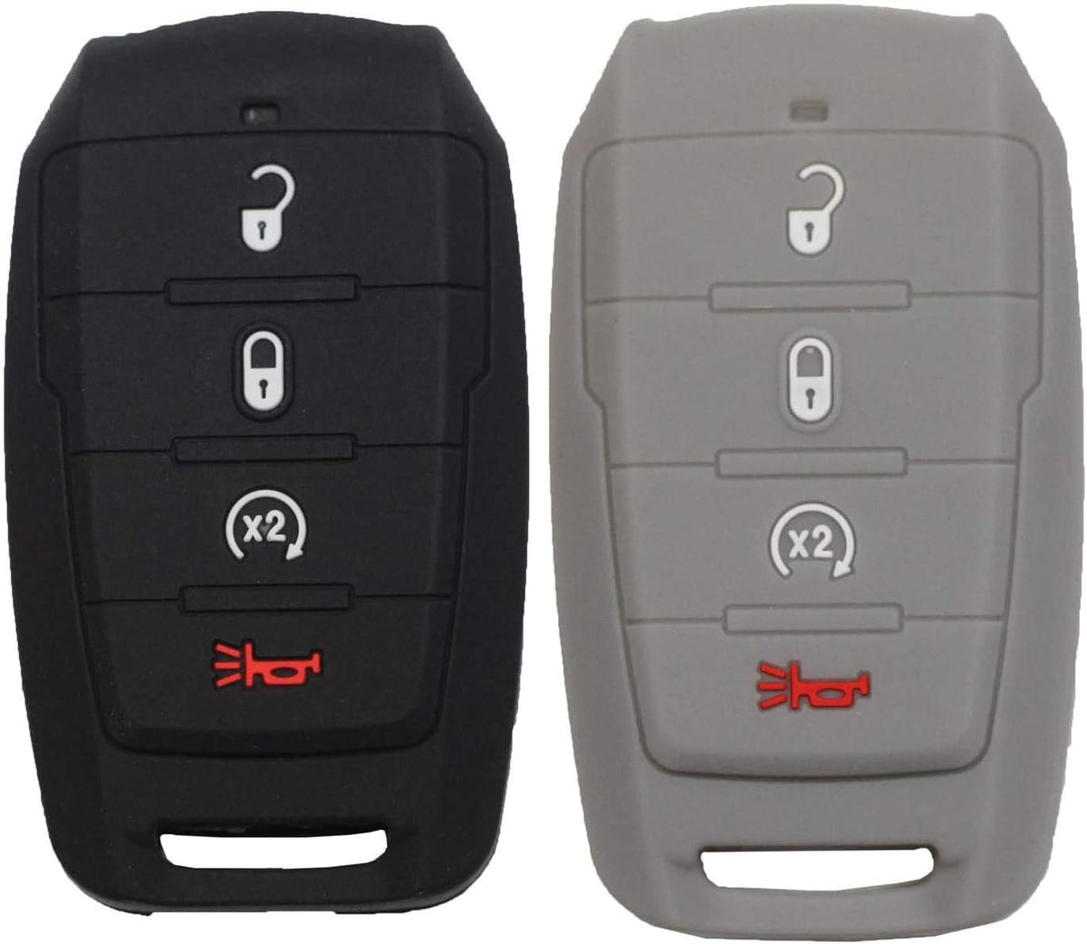 2pcs Silicone Rubber Smart Key Fob Cover Case Black+Red P2731