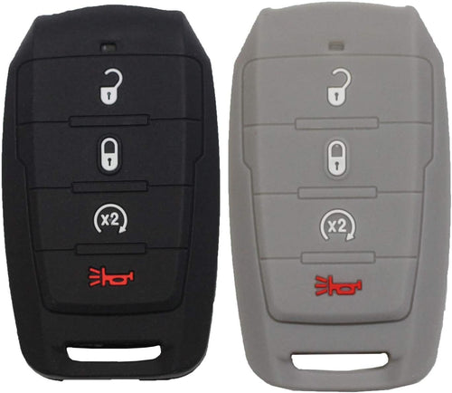 2pcs Silicone Rubber Smart Key Fob Cover Case Black+Red P2731