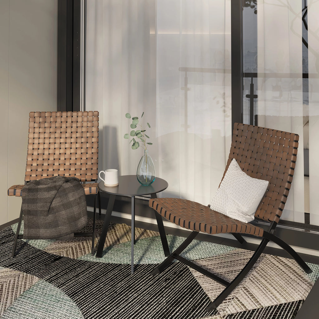 3 Piece Folding Wicker Patio Set with Table and Chairs E858