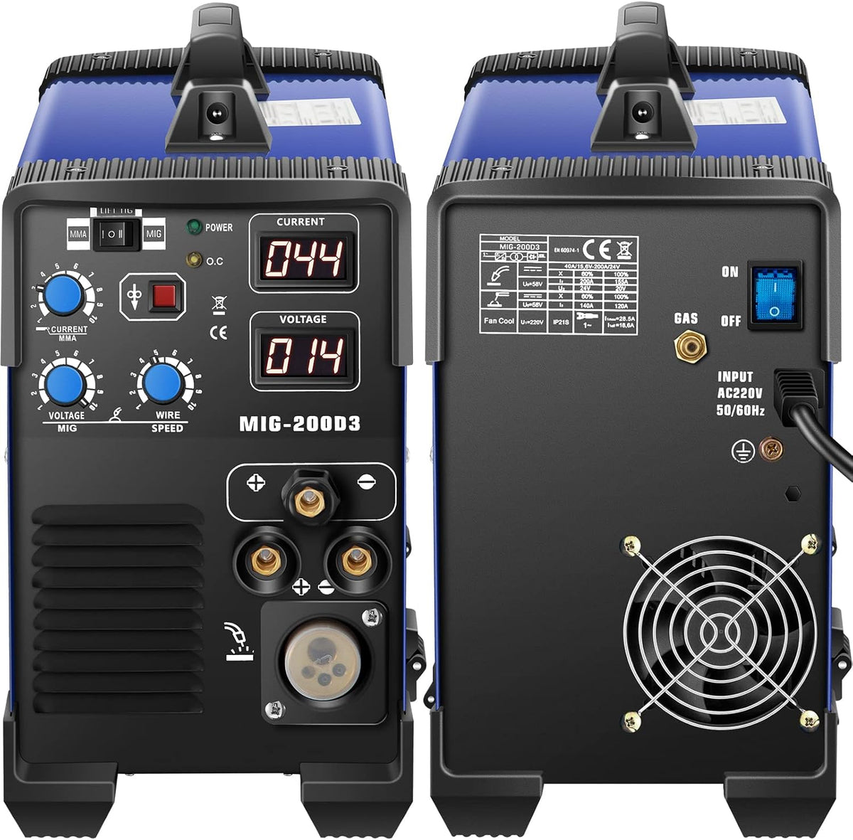 200 Amp 3 in 1 MIG TIG Arc Welding Machine with IGBT Inverter and Digital Display Z7512