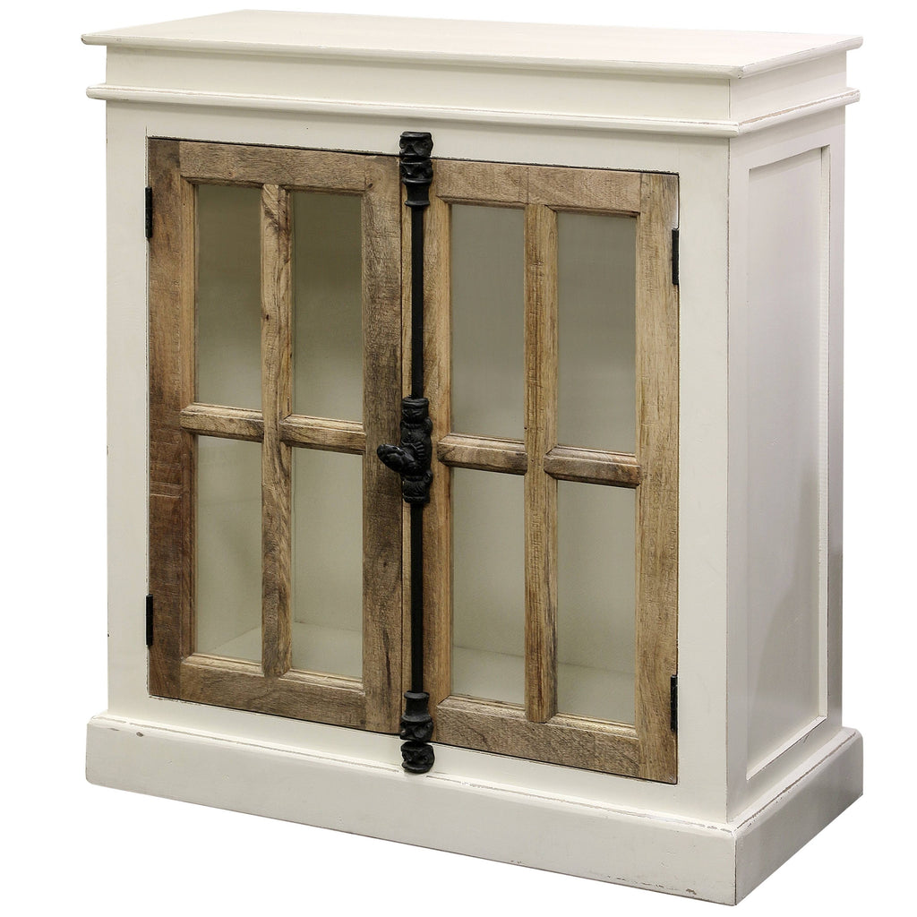 White Natural Cabinet with Clear Tempered Glass Window P8785