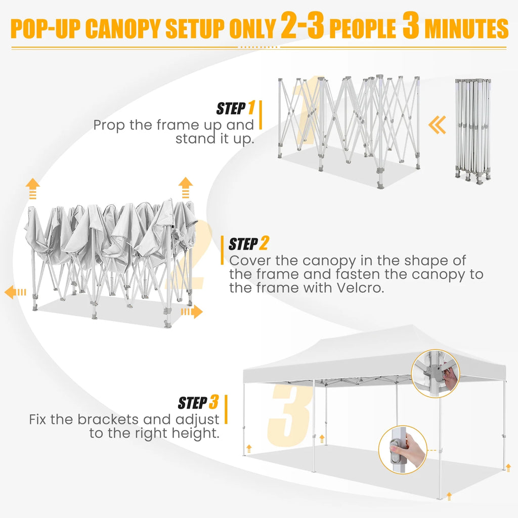 White 10'x20' Waterproof Pop Up Canopy Tent M846960