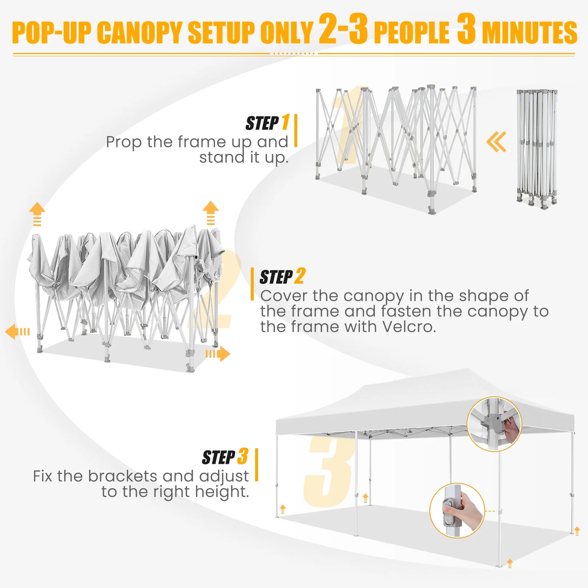 White 10'x20' Waterproof Pop Up Canopy Tent M846960