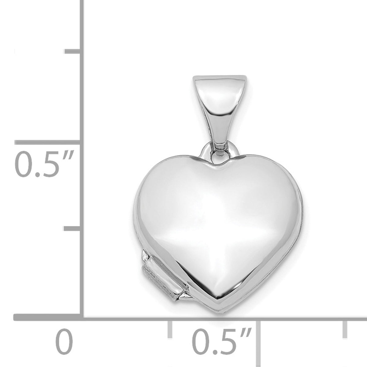 14K White Gold Rhodium Plated Heart Locket Pendant O481
