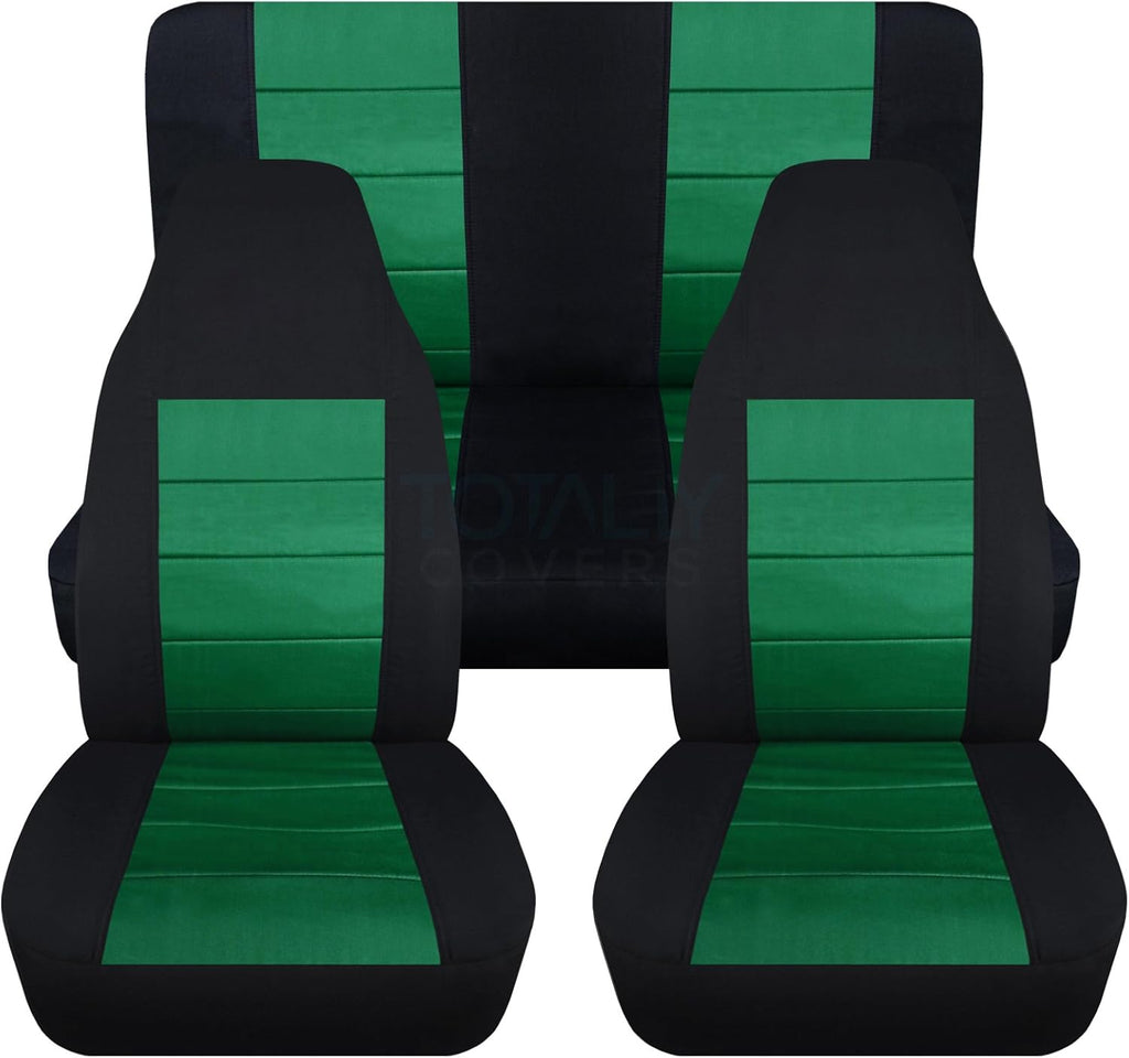 Black & Purple Full Set Front & Rear Seat Covers for 2-Door Jeep Wrangler TJ D644937