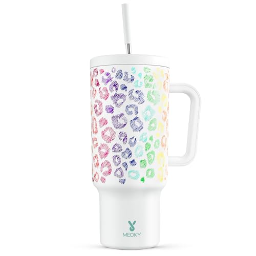 40oz Insulated Stainless Steel Tumbler with Handle and Straw E252653