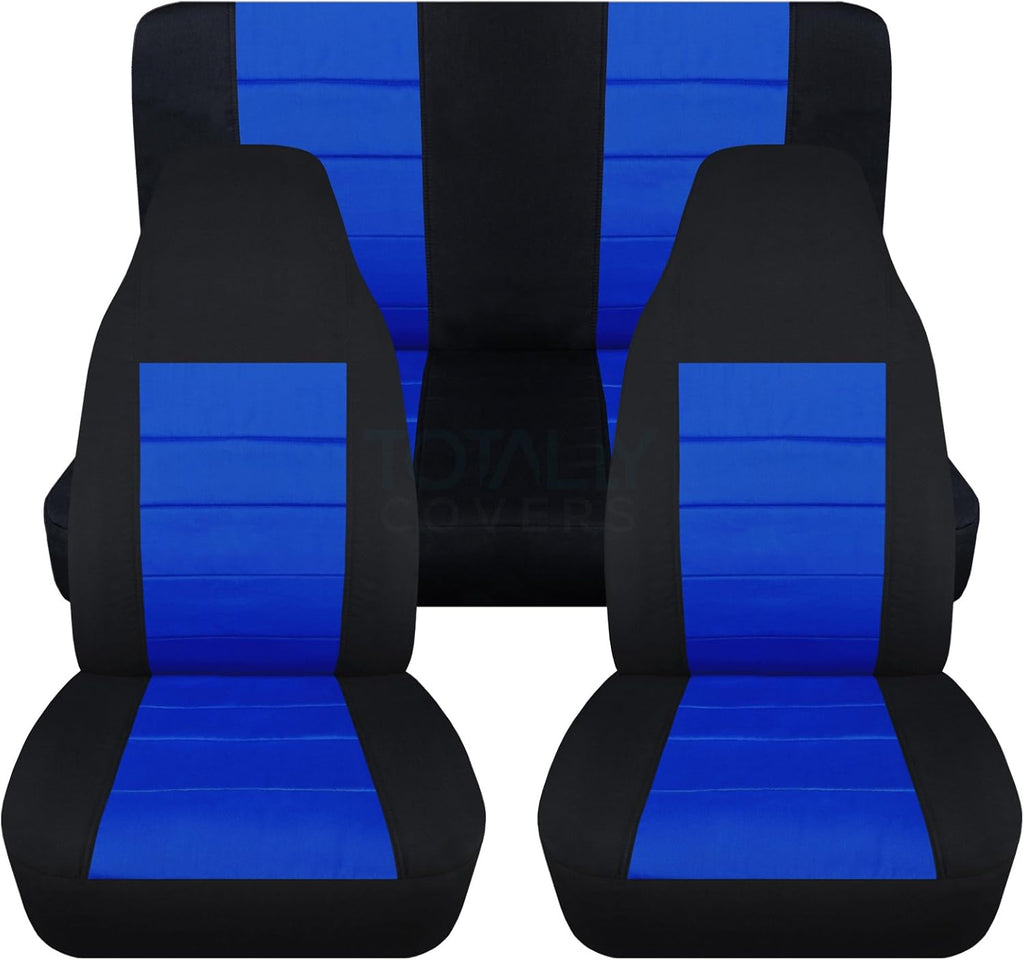 Black & Purple Full Set Front & Rear Seat Covers for 2-Door Jeep Wrangler TJ D644937