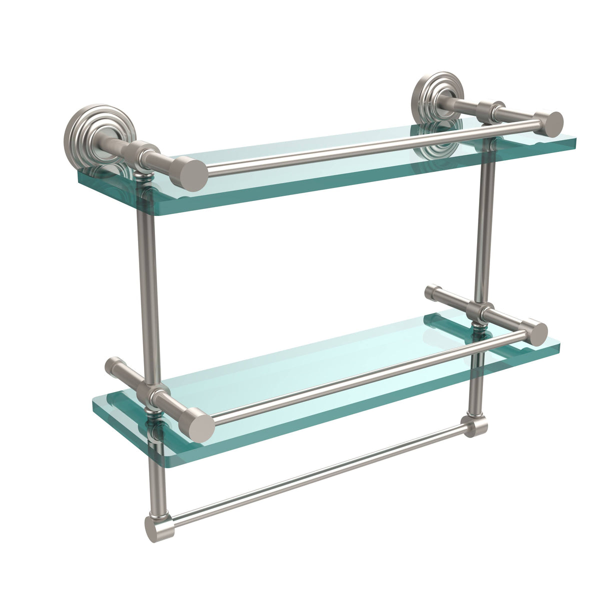 Antique Copper Double Glass Shelf with Towel Bar L1518