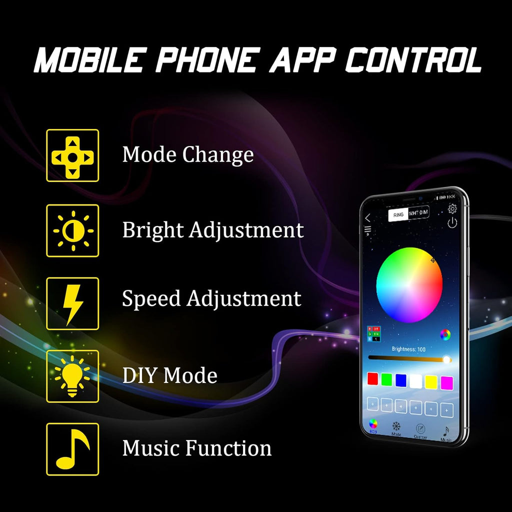 4PCS 15.5” Waterproof LED Wheel Light Kit with App Control H35222