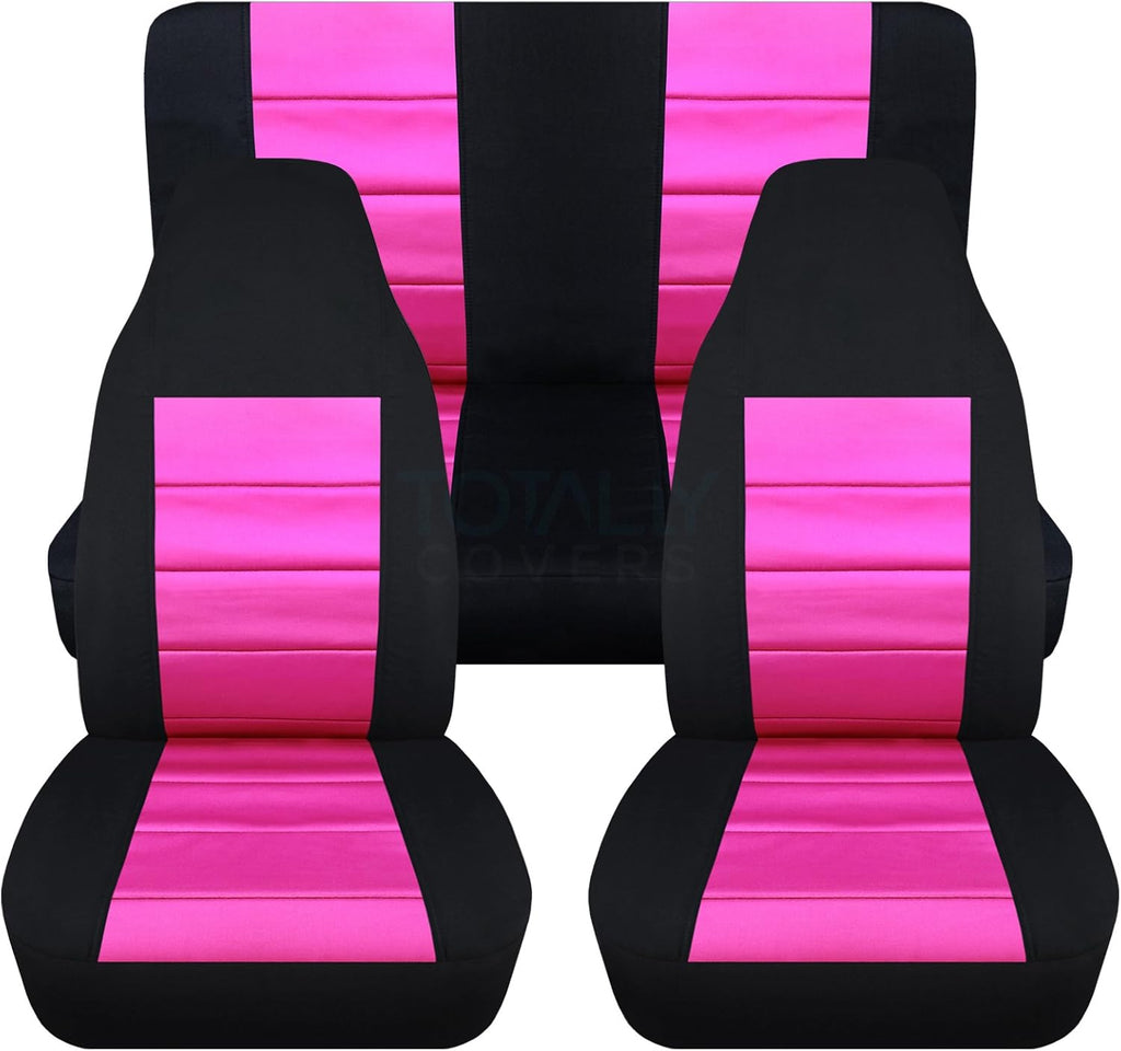 Black & Purple Full Set Front & Rear Seat Covers for 2-Door Jeep Wrangler TJ D644937