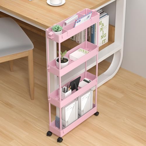 Slim Storage Cart 4 Tier White U42407