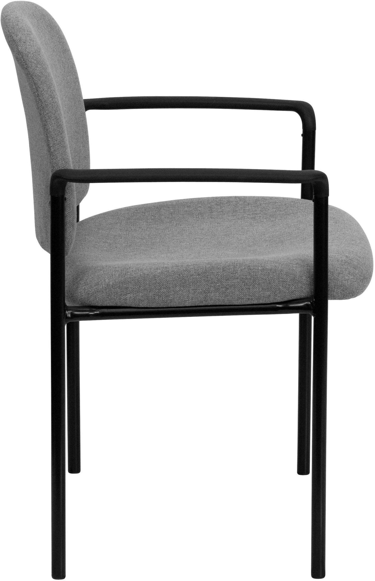 Gray Fabric Stackable Steel Side Chair with Arms V601748
