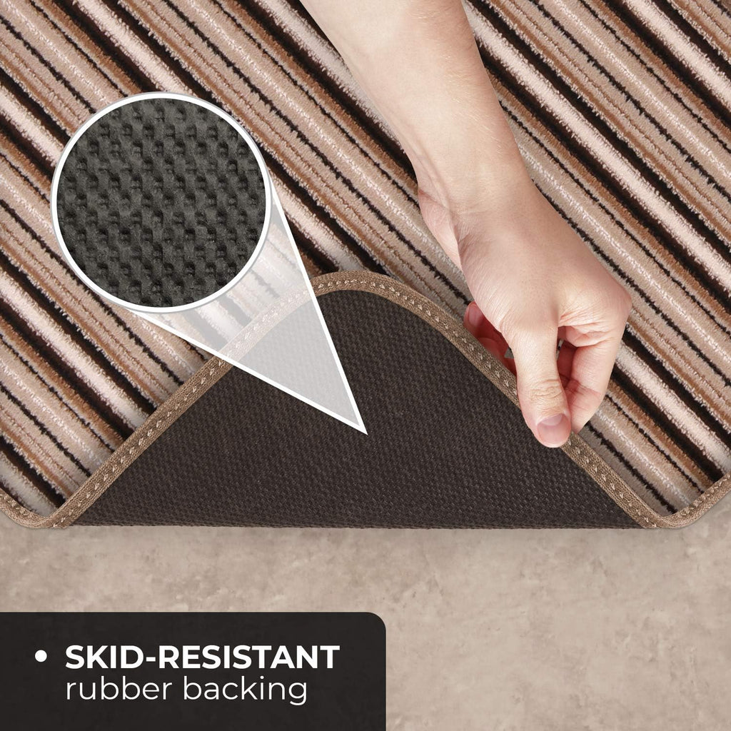 Skid-Resistant Carpet Runner Mocha Brown Stripe 18 Feet X 36 Inches U680