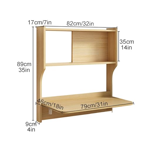 Brown Wall Mounted Drop-Leaf Table with Storage Shelves M16167