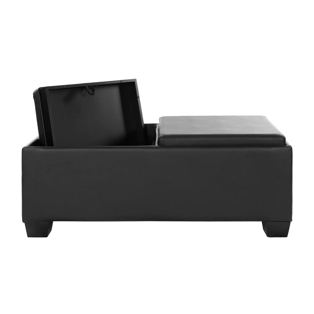 Espresso Faux Leather Upholstered Storage Cocktail Ottoman C6350