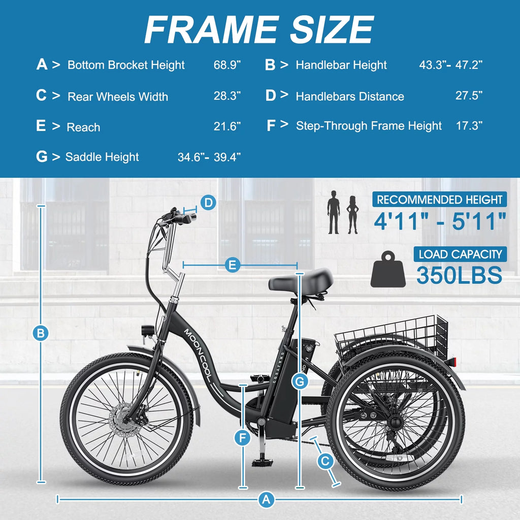 26" 350W 36V 7 Speeds Electric Tricycle M775