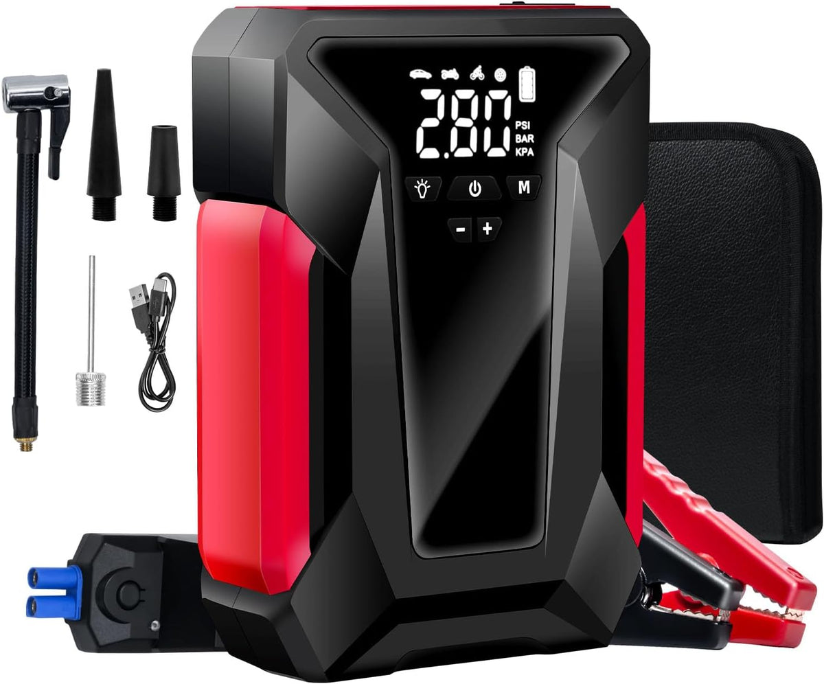 4000A Peak Car Jump Starter with Air Compressor and Emergency LED Light E9548