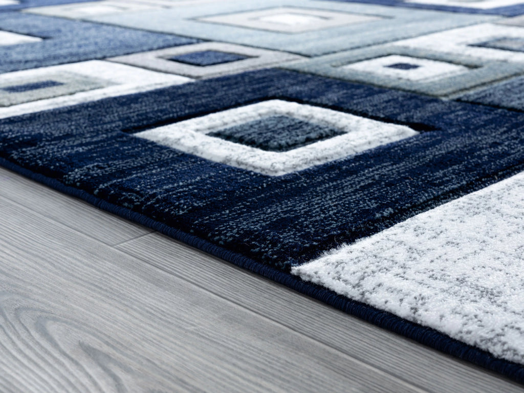 Navy Modern Geometric Accent Rug B8925