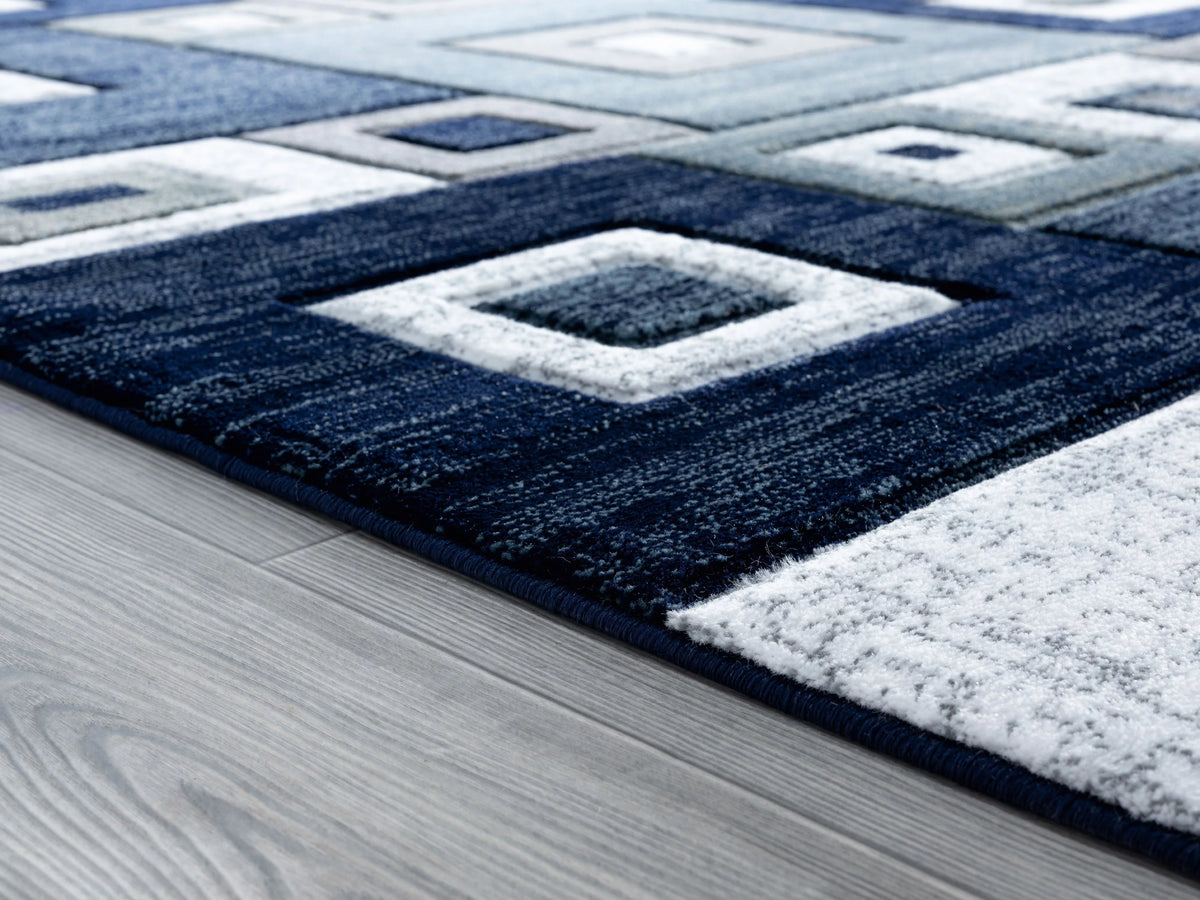 Navy Modern Geometric Accent Rug B8925