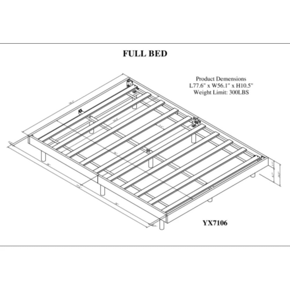 Modern Design Full Floating Platform Bed Frame Walnut C3799
