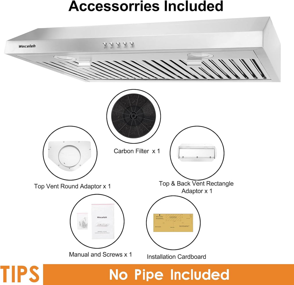 30 Inch Stainless Steel Under Cabinet Range Hood with Baffle Filters and 2 LED Lights F66606