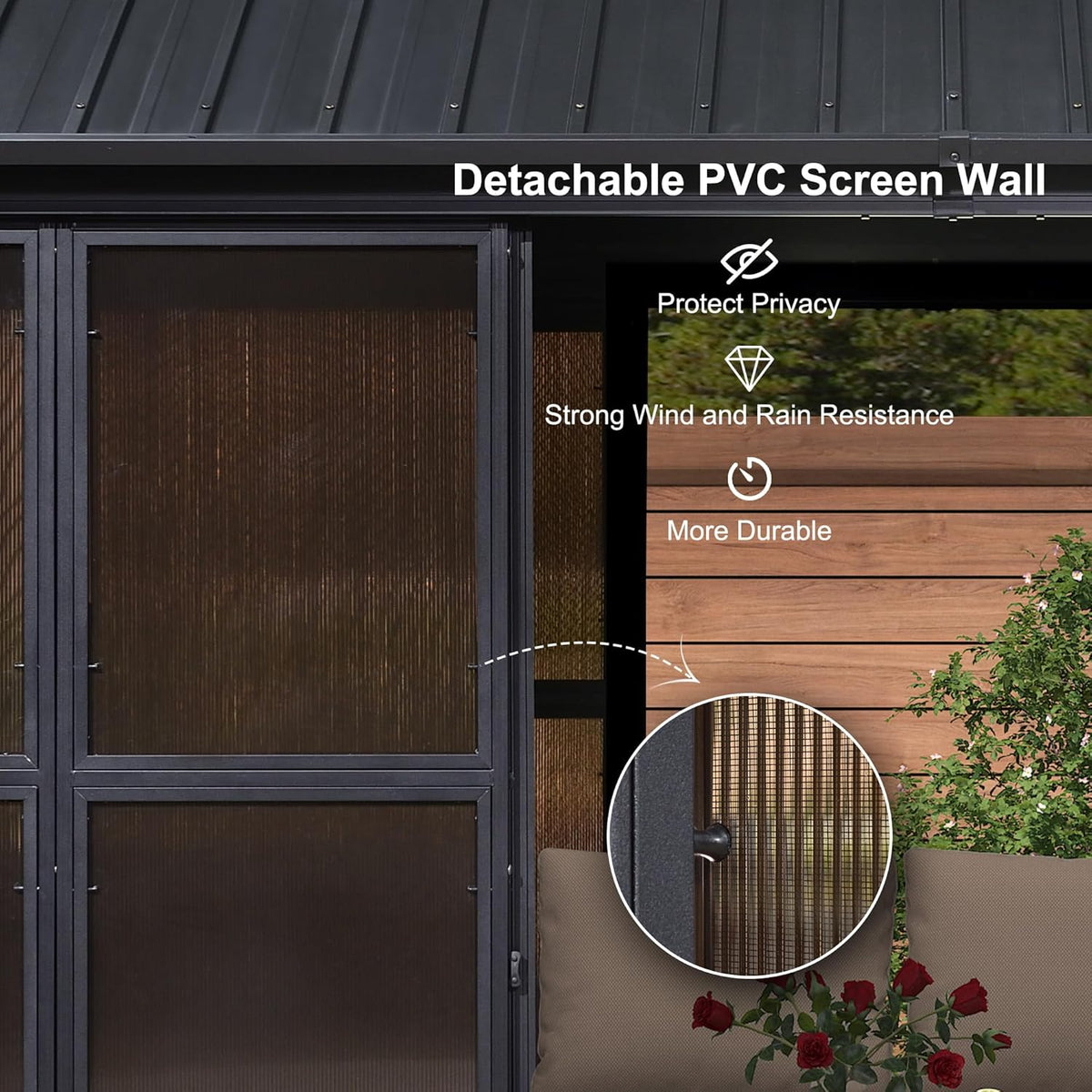 12' X 14' Patio Hardtop Gazebo with Detachable Windows O545