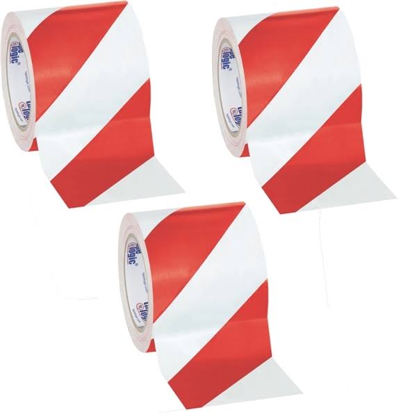 Red/White Striped Vinyl Safety Tape 4x22 x 36 Yard Roll (3 Roll/Case) H37469