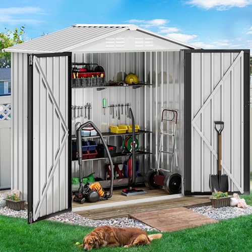 6x4ft Dark Gray Metal Storage Shed E4312