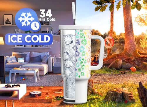 40oz Insulated Stainless Steel Tumbler with Handle and Straw E252653