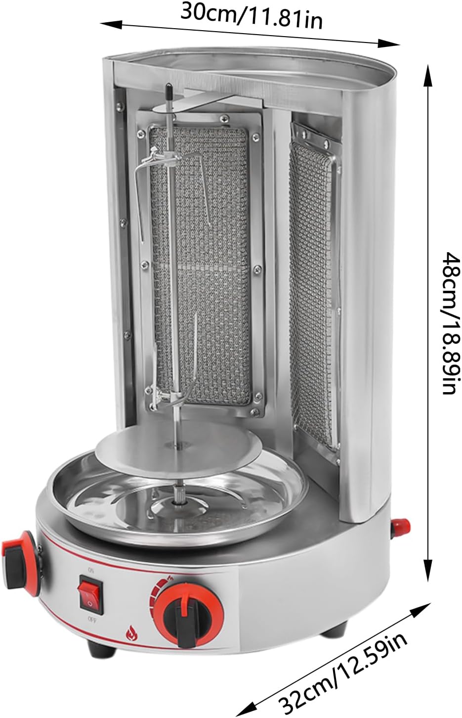 Stainless Countertop Gas Vertical Broiler Rotisserie Grill with 2 Burners Q8302